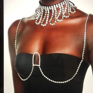 Crystal embellished “A” mini dress